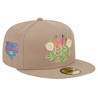 Men's New Era Khaki New York Yankees Rose Garden 59FIFTY Fitted Hat