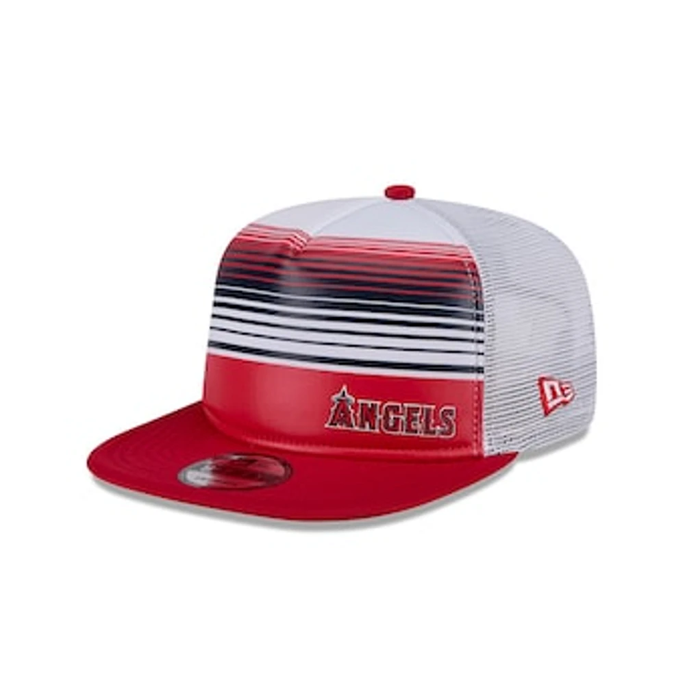 Men's New Era Red Los Angeles Angels Team Horizon 9FIFTY A-Frame Trucker Snapback Hat