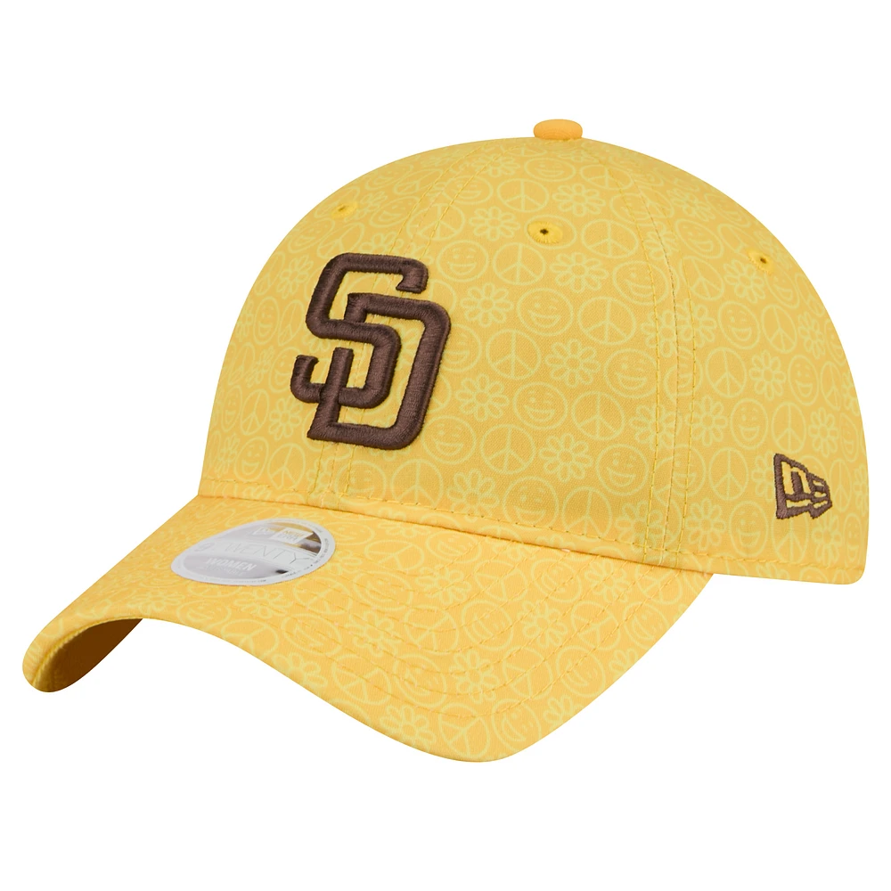 Women's New Era Gold San Diego Padres Don't Worry 9TWENTY Adjustable Hat