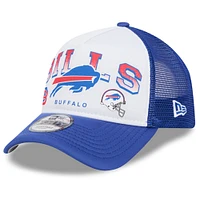 Men's New Era White/Royal Buffalo Bills Retro Wordmark A-Frame 9FORTY Adjustable Hat