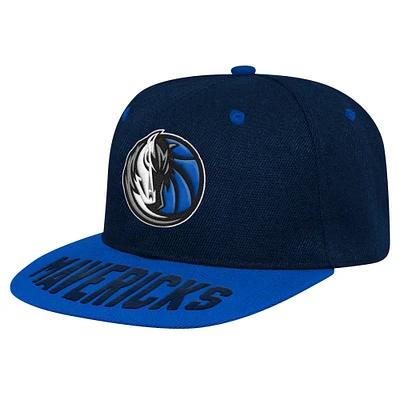 Youth Navy/Blue Dallas Mavericks Backboard Embro Visor Snapback Hat