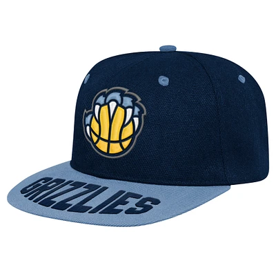 Youth Navy/Light Blue Memphis Grizzlies Backboard Embro Visor Snapback Hat