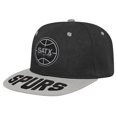 Youth Black/Gray San Antonio Spurs Backboard Embro Visor Snapback Hat