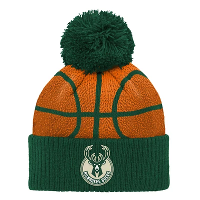 Infant Hunter Green Milwaukee Bucks Basketball Head Cuffed Knit Hat with Pom