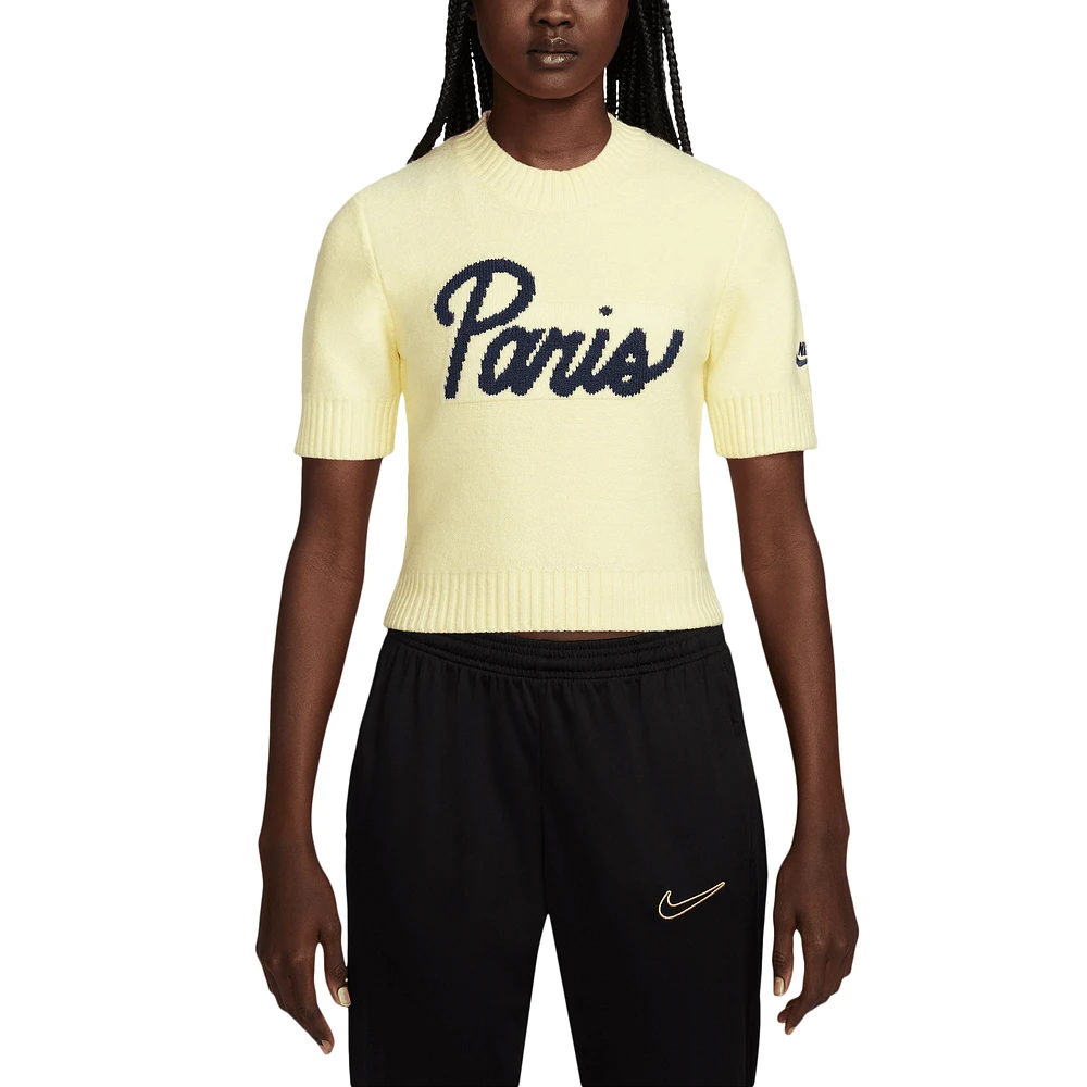 Women's Nike Tan Paris Saint-Germain Knit Cropped T-Shirt