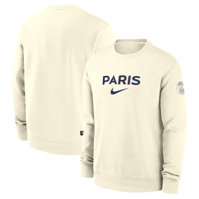 Men's Nike Cream Paris Saint-Germain Club Pullover Sweatshirt