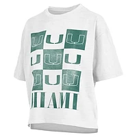 Women's Pressbox White Miami Hurricanes Motley Crew Andy Waist Length Oversized T-Shirt