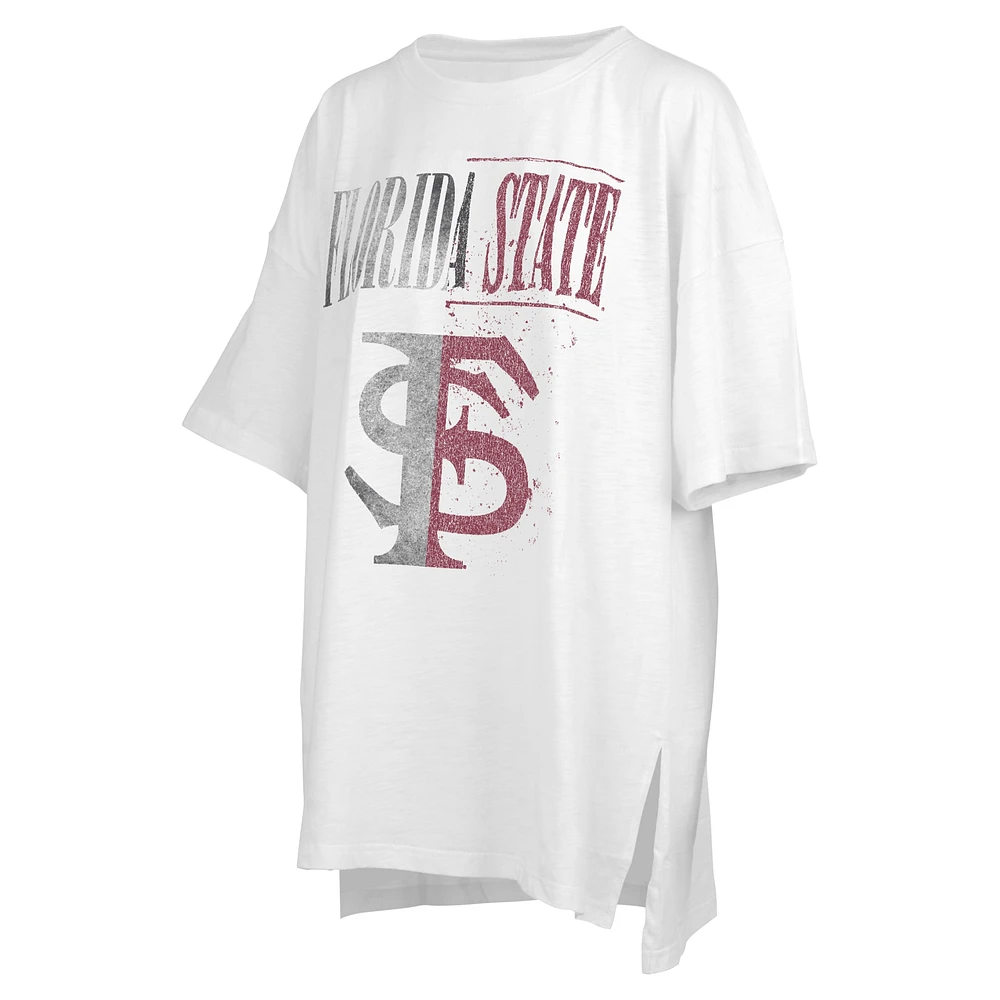 Women's Pressbox White Florida State Seminoles Lickety-Split Oversized T-Shirt