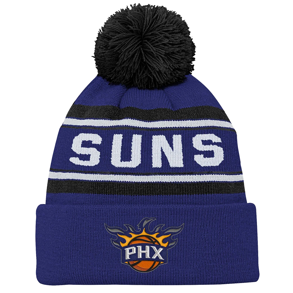 Youth Purple Phoenix Suns Backboard Jacquard Cuffed Knit Hat with Pom