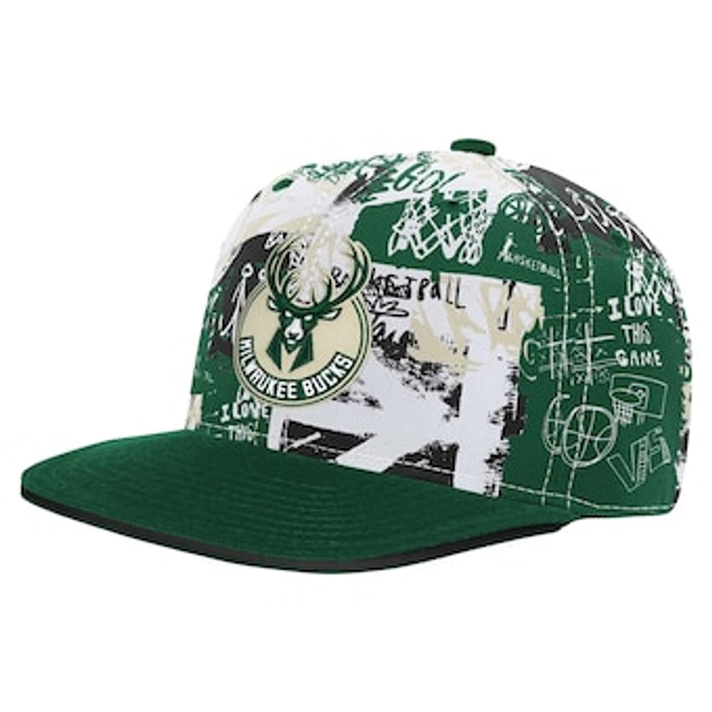 Youth Hunter Green Milwaukee Bucks Street Hoop Snapback Hat