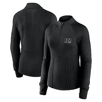 Women's Fanatics  Black Cincinnati Bengals Elements Raglan Quarter-Zip Jacket