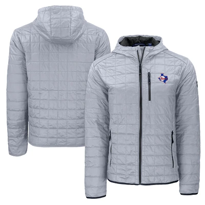 Men's Cutter & Buck  Gray Texas Rangers Cooperstown Collection Rainier Primaloft Eco Full-Zip Hooded Jacket