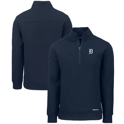 Men's Cutter & Buck  Navy Detroit Tigers Roam Eco Recycled Quarter-Zip Pullover