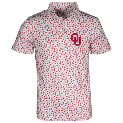 Youth Garb White Oklahoma Sooners Earnest Allover Print Polo