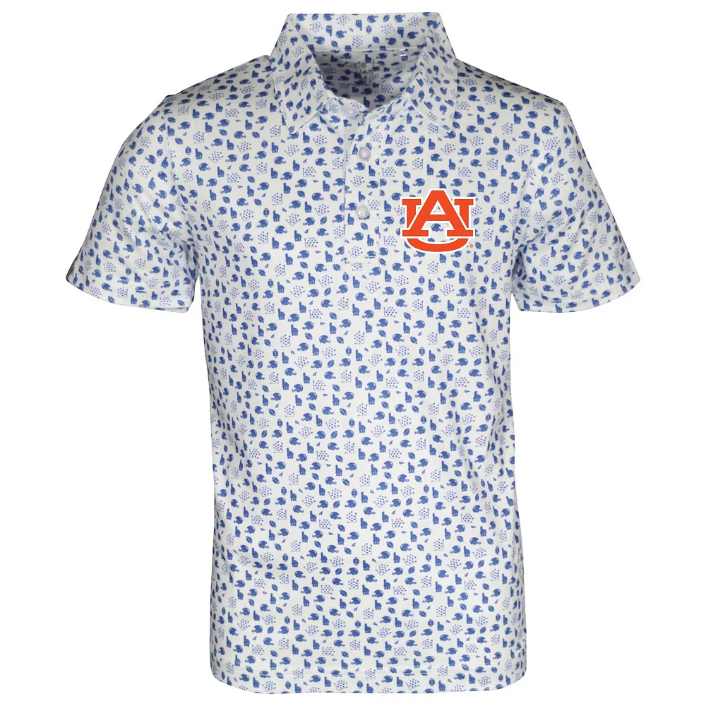 Youth Garb White Auburn Tigers Earnest Allover Print Polo