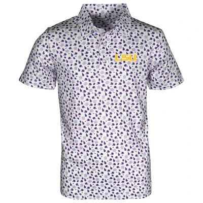 Youth Garb White LSU Tigers Earnest Allover Print Polo