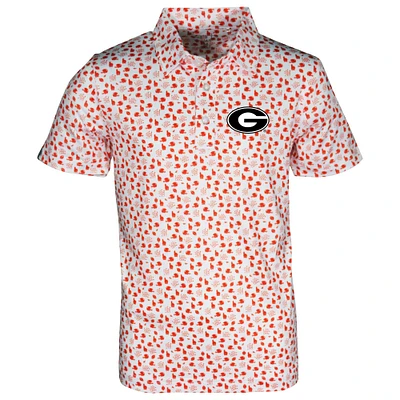 Youth Garb White Georgia Bulldogs Earnest Allover Print Polo