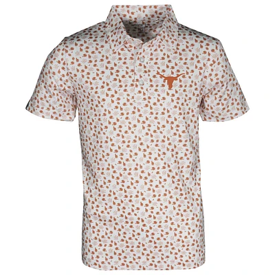 Youth Garb White Texas Longhorns Earnest Allover Print Polo