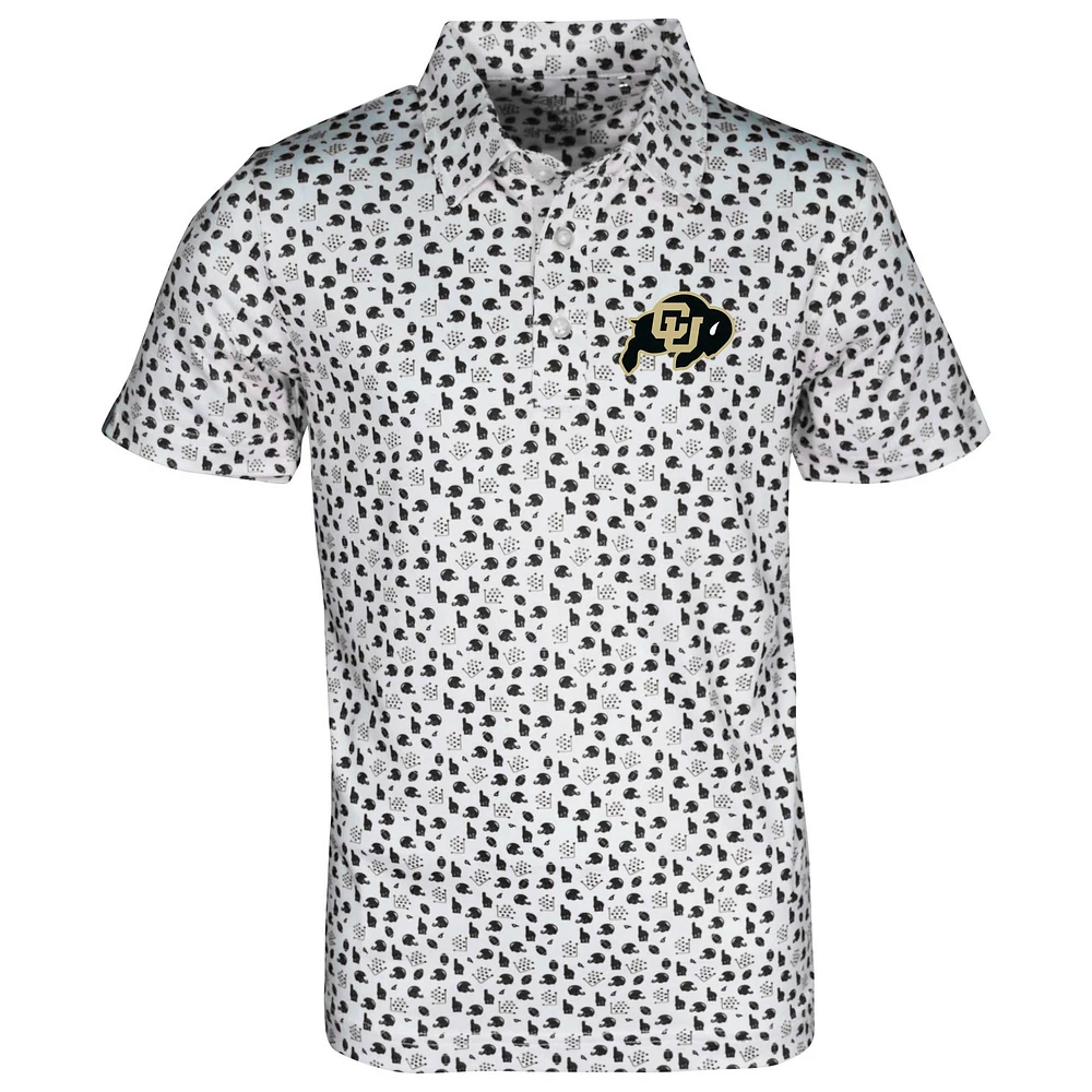 Toddler Garb White Colorado Buffaloes Earnest Allover Print Polo