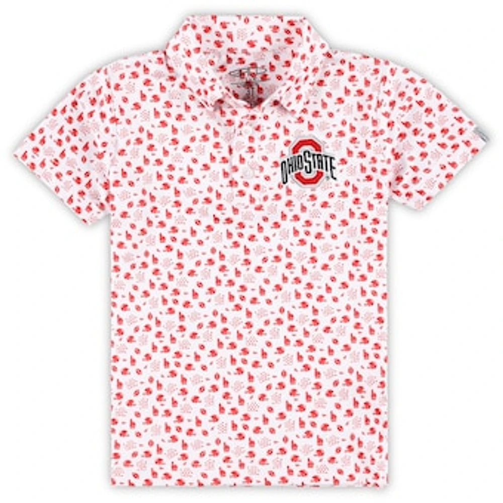 Toddler Garb White Ohio State Buckeyes Earnest Allover Print Polo