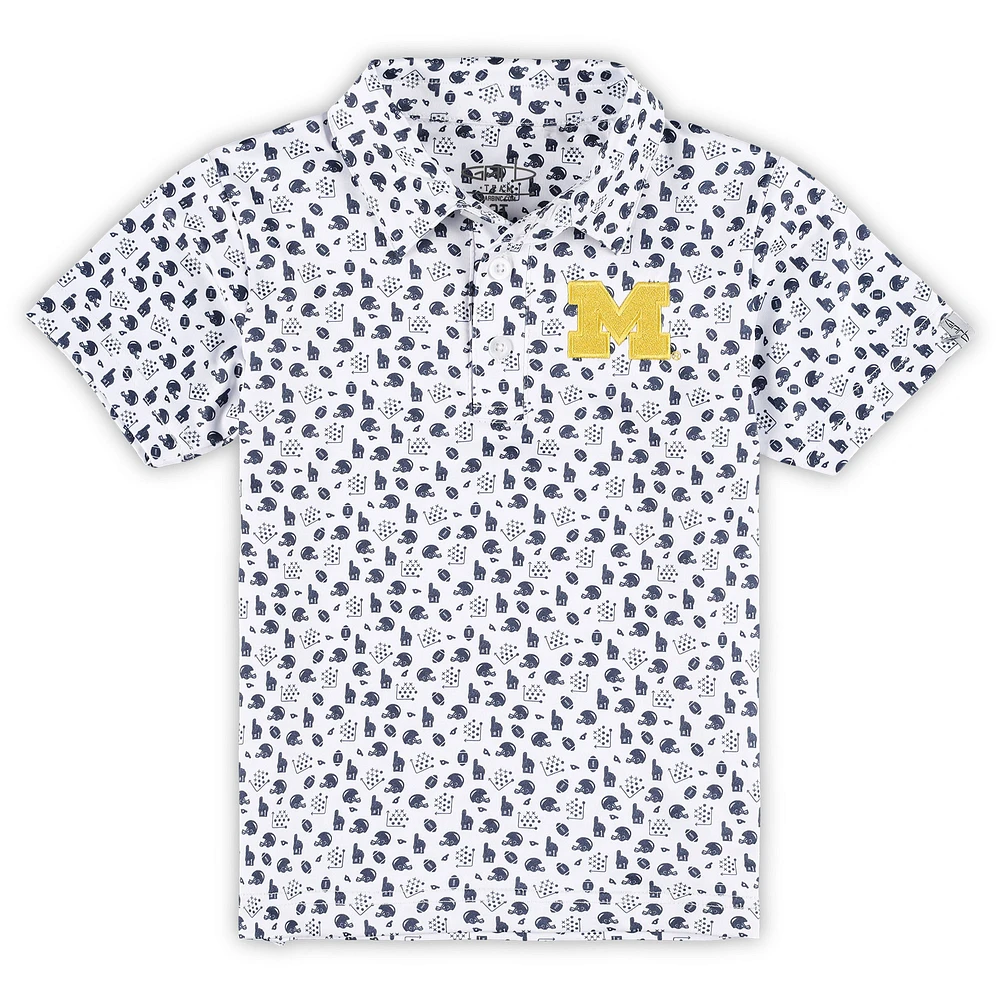 Toddler Garb White Michigan Wolverines Earnest Allover Print Polo