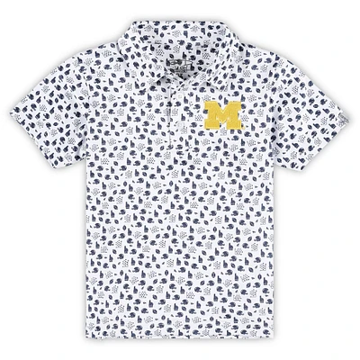 Toddler Garb White Michigan Wolverines Earnest Allover Print Polo