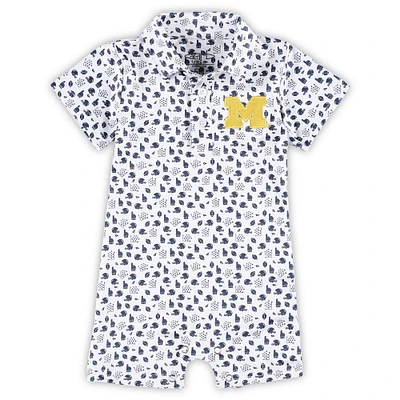 Infant Garb White Michigan Wolverines Earnest Polo Romper