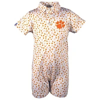 Infant Garb White Clemson Tigers Earnest Polo Romper