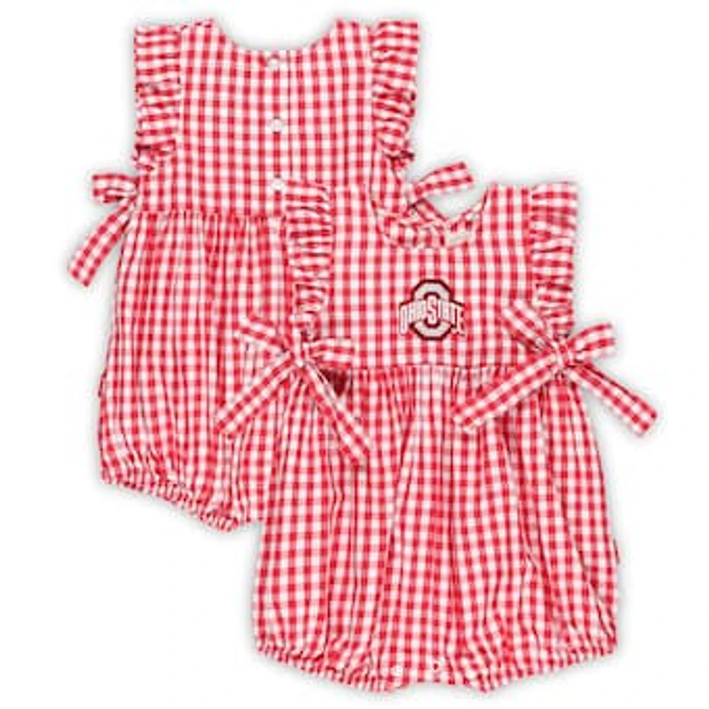 Girls Infant Garb Scarlet Ohio State Buckeyes Constance Gingham Romper