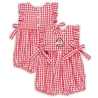 Girls Infant Garb Scarlet Ohio State Buckeyes Constance Gingham Romper