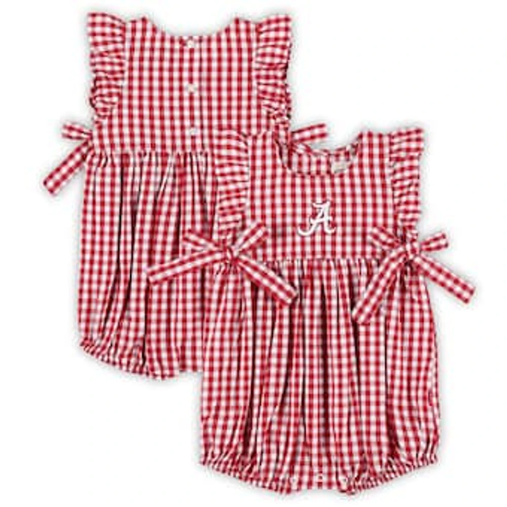 Girls Infant Garb Crimson Alabama Tide Constance Gingham Romper