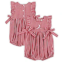 Girls Infant Garb Crimson Alabama Tide Constance Gingham Romper