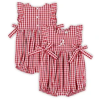 Girls Infant Garb Crimson Alabama Tide Constance Gingham Romper