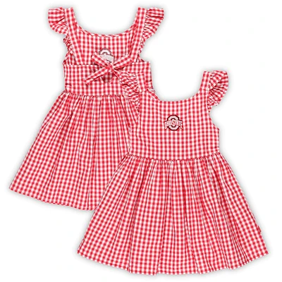 Girls Toddler Garb  Scarlet Ohio State Buckeyes Constance Gingham Dress