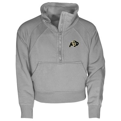 Girls Youth Garb Gray Colorado Buffaloes Dawn Raglan Fleece Cropped Half-Zip Sweatshirt