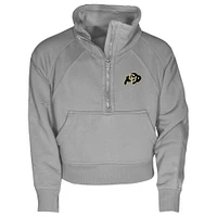 Girls Youth Garb Gray Colorado Buffaloes Dawn Raglan Fleece Cropped Half-Zip Sweatshirt