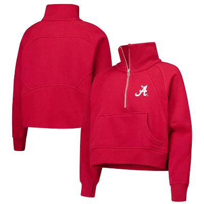 Girls Youth Garb Crimson Alabama Tide Dawn Raglan Fleece Cropped Half-Zip Sweatshirt