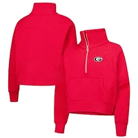 Girls Youth Garb Red Georgia Bulldogs Dawn Raglan Fleece Cropped Half-Zip Sweatshirt