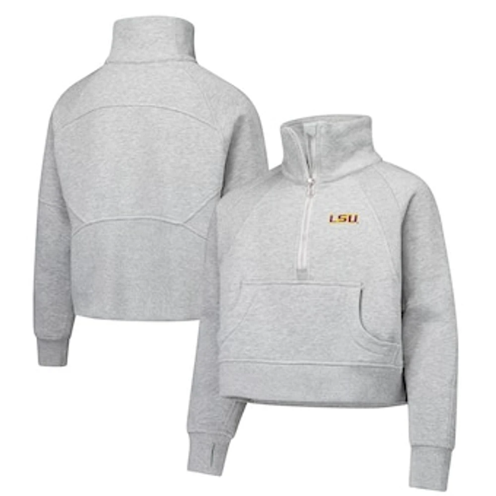 Girls Youth Garb Gray LSU Tigers Dawn Raglan Fleece Cropped Half-Zip Sweatshirt