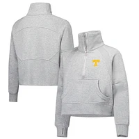 Girls Youth Garb Gray Tennessee Volunteers Dawn Raglan Fleece Cropped Half-Zip Sweatshirt