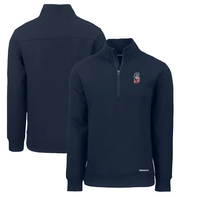 Men's Cutter & Buck  Navy Seattle Mariners Americana Roam Eco Recycled Quarter-Zip Sweatshirt