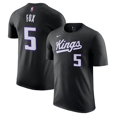 Men's Nike De'Aaron Fox Black Sacramento Kings Icon Edition Name & Number T-Shirt