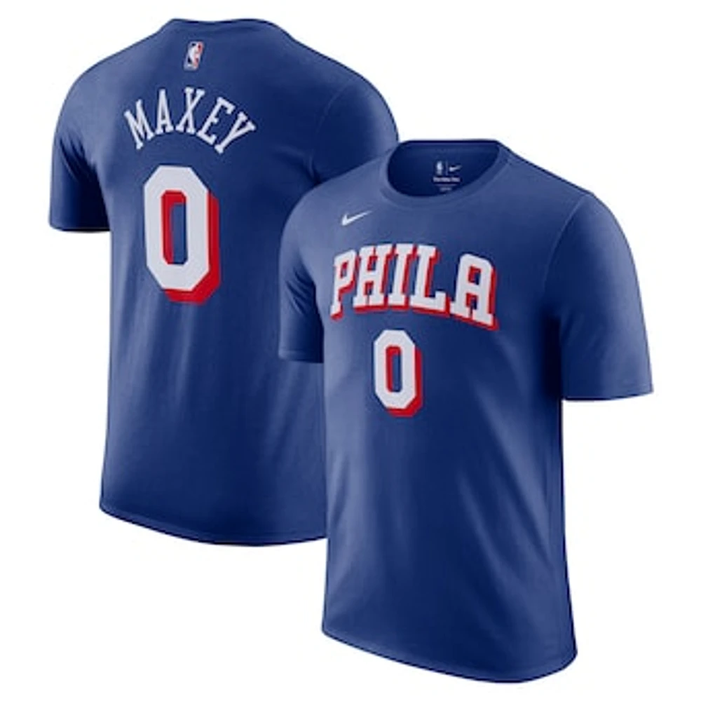 Men's Nike Tyrese Maxey Royal Philadelphia 76ers Icon Edition Name & Number T-Shirt