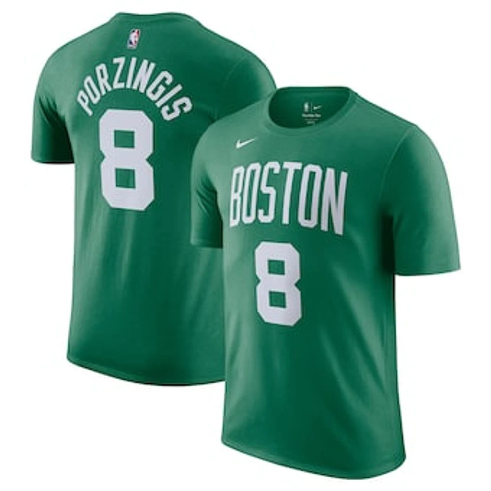 Men's Nike Kristaps Porzingis Kelly Green Boston Celtics Icon Edition Name & Number T-Shirt