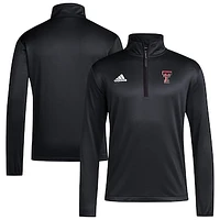 Men's adidas Black Texas Tech Red Raiders 2024 Coaches Sidelines AEROREADY Quarter-Zip Jacket