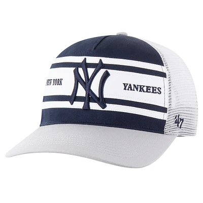 Men's '47 Navy New York Yankees Gridiron Super Stripe Relaxed Trucker Hitch Adjustable Hat