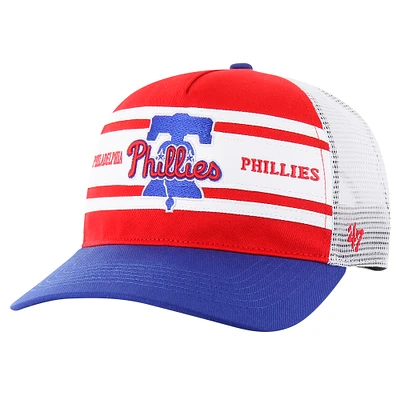 Men's '47 Red Philadelphia Phillies Gridiron Super Stripe Relaxed Trucker Hitch Adjustable Hat