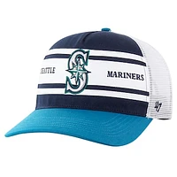 Men's '47 Navy Seattle Mariners Gridiron Super Stripe Relaxed Trucker Hitch Adjustable Hat