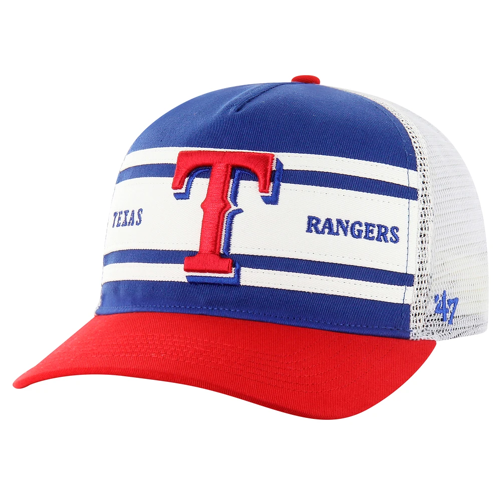 Men's '47 Royal Texas Rangers Gridiron Super Stripe Relaxed Trucker Hitch Adjustable Hat