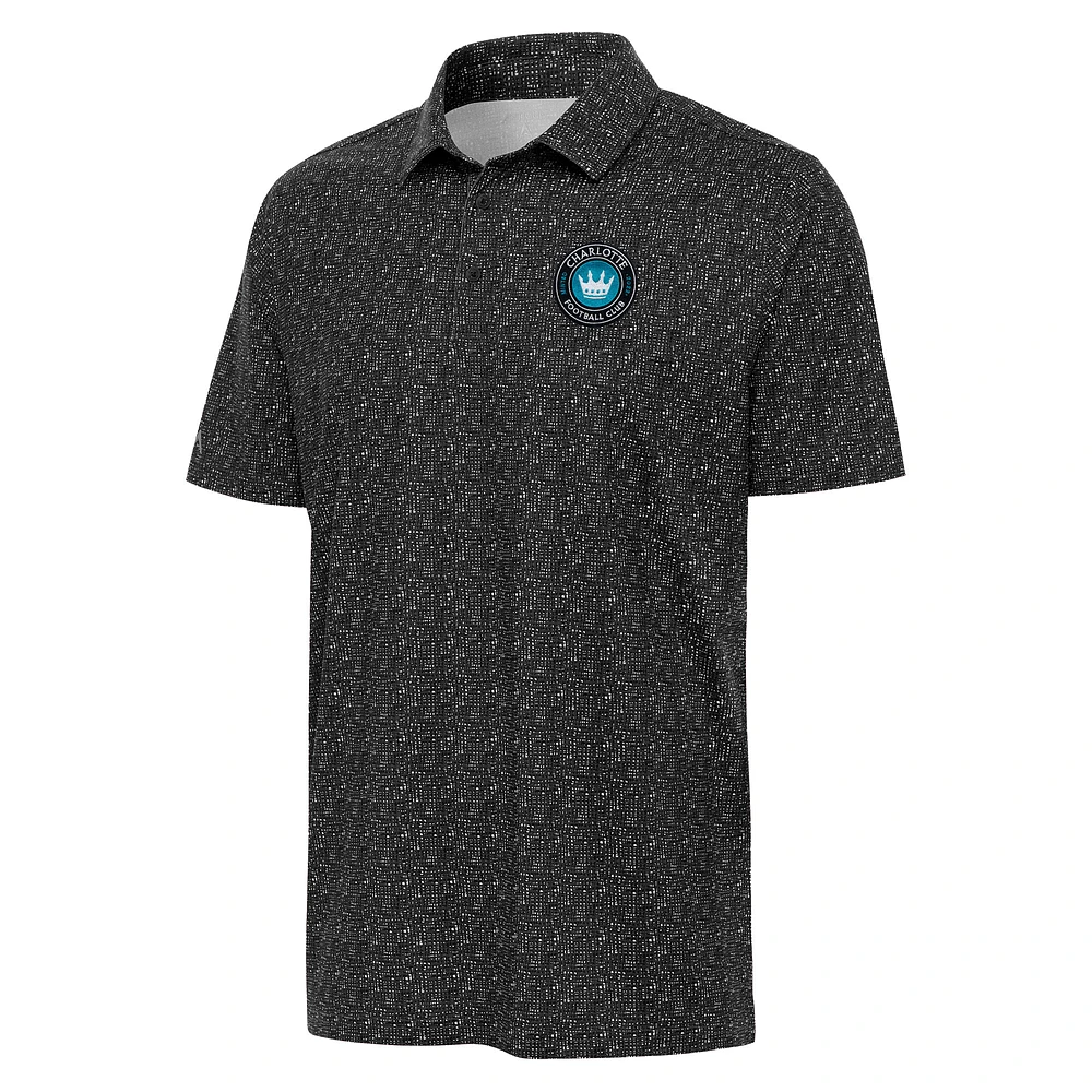 Men's Antigua Black Charlotte FC Figment Polo